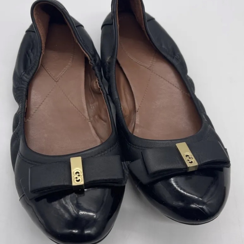 cole haan black leather Ballet  flats Size 9 B Womens Round Toe Bow